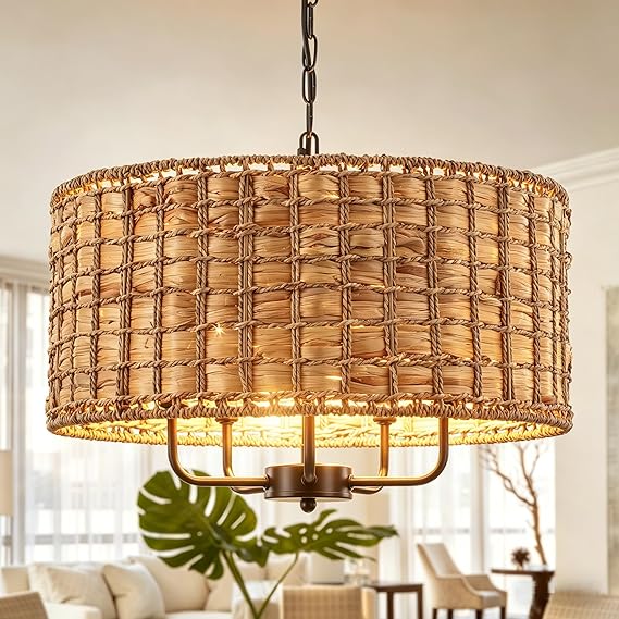 ✨🏡 RusticGlow Chandelier 💡🌿🤍